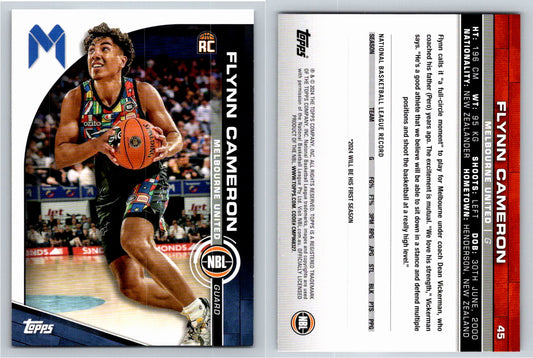 Card # 45 Flynn Cameron Melbourne United NBL Topps 2023 2024