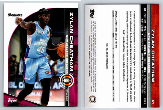 Card # 51 Zylan Cheatham New Zealand Breakers NBL Topps 2023 2024
