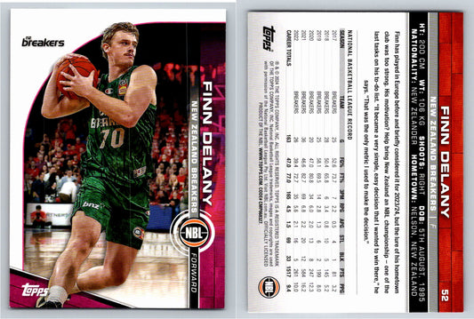 Card # 52 Finn Delany New Zealand Breakers NBL Topps 2023 2024