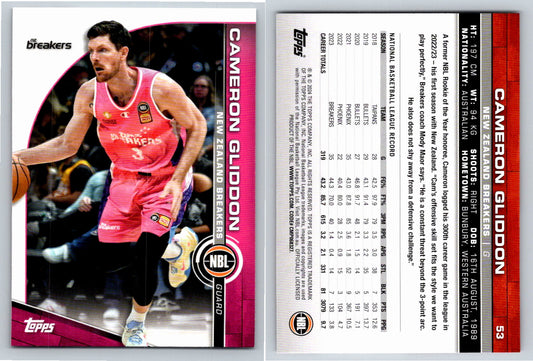 Card # 53 Cameron Gliddon New Zealand Breakers NBL Topps 2023 2024