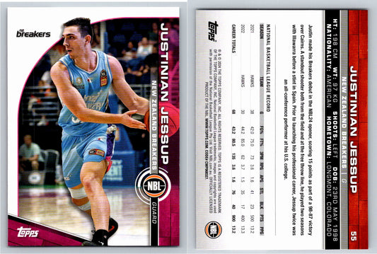 Card # 55 Justinian Jessup New Zealand Breakers NBL Topps 2023 2024