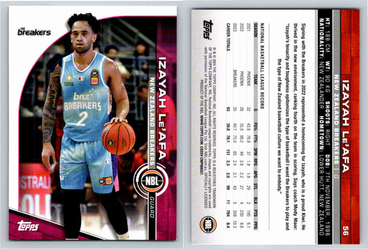 Card # 56 Izayah Le'Afa New Zealand Breakers NBL Topps 2023 2024