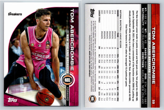 Card # 59 Tom Abercrombie New Zealand Breakers NBL Topps 2023 2024
