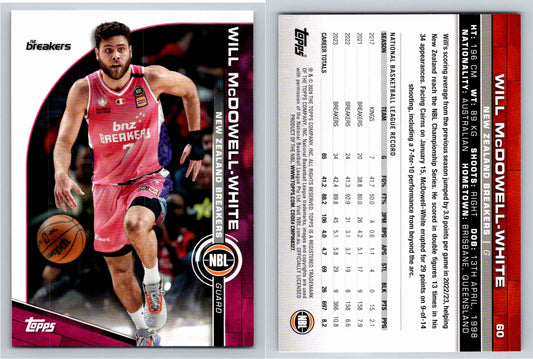 Card # 60 Will McDowell-White New Zealand Breakers NBL Topps 2023 2024