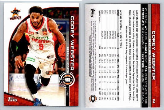 Card # 64 Corey Webster Perth Wildcats NBL Topps 2023 2024