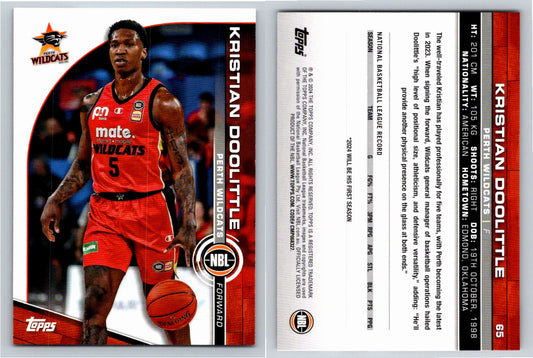 Card # 65 Kristian Doolittle Perth Wildcats NBL Topps 2023 2024