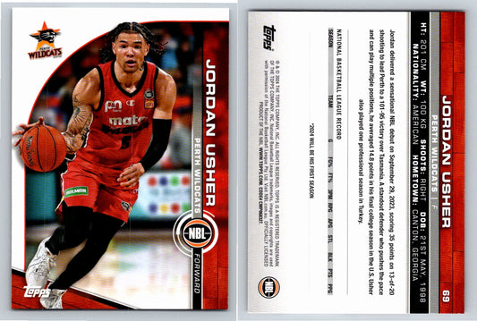 Card # 69 Jordan Usher Perth Wildcats NBL Topps 2023 2024