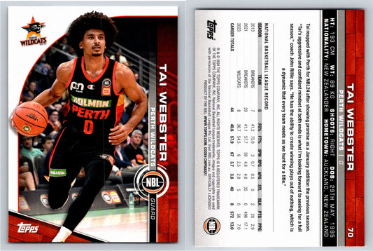 Card # 70 Tai Webster Perth Wildcats NBL Topps 2023 2024