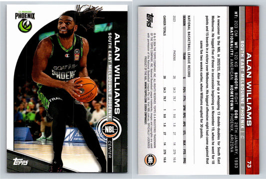 Card # 73 Alan Williams South East Melbourne Phoenix NBL Topps 2023 2024