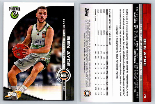 Card # 74 Ben Ayre South East Melbourne Phoenix NBL Topps 2023 2024