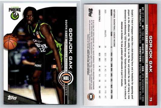 Card # 75 Gorjok Gak South East Melbourne Phoenix NBL Topps 2023 2024