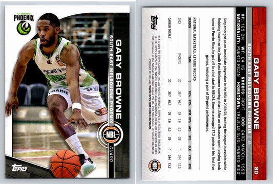 Card # 80 Gary Browne South East Melbourne Phoenix NBL Topps 2023 2024