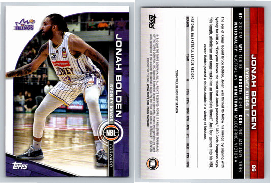 Card # 86 Jonah Bolden Sydney Kings NBL Topps 2023 2024