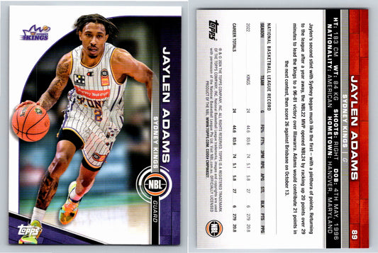 Card # 89 Jaylen Adams Sydney Kings NBL Topps 2023 2024