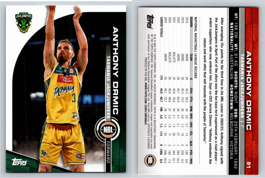 Card # 91 Anthony Drmic Tasmania JackJumpers NBL Topps 2023 2024