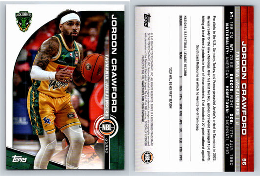 Card # 96 Jordon Crawford Tasmania JackJumpers NBL Topps 2023 2024
