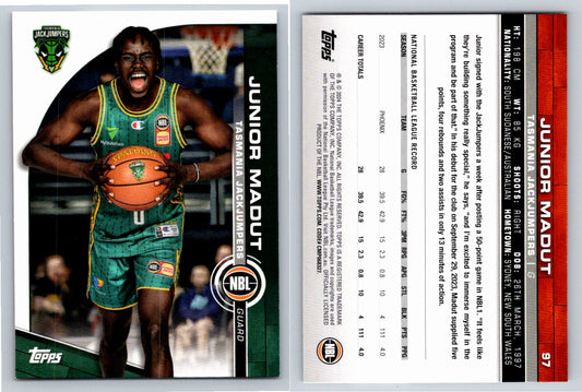 Card # 97 Junior Madut Tasmania JackJumpers NBL Topps 2023 2024