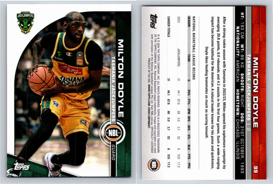 Card # 99 Milton Doyle Tasmania JackJumpers NBL Topps 2023 2024