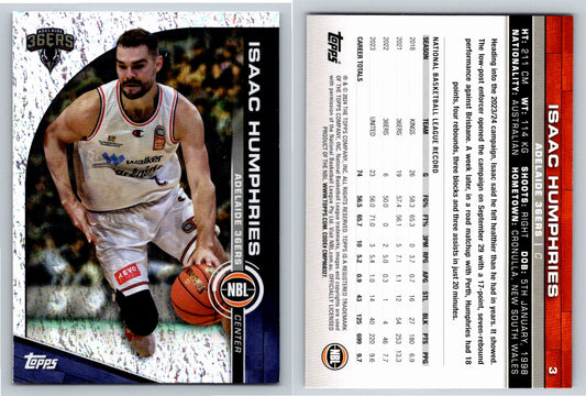 Card # 3 Isaac Humphries Adelaide 36ers Opal NBL Topps 2023 2024