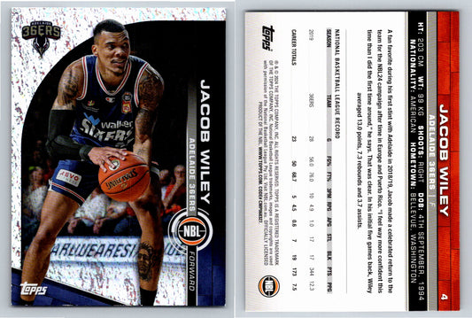 Card # 4 Jacob Wiley Adelaide 36ers Opal NBL Topps 2023 2024
