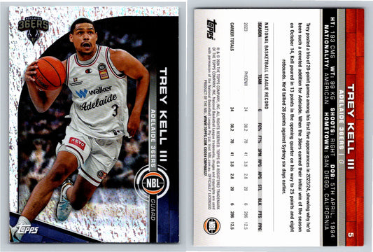 Card # 5 Trey Kell III Adelaide 36ers Opal NBL Topps 2023 2024