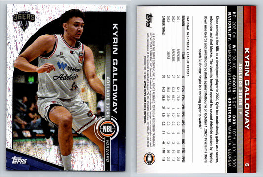 Card # 6 Kyrin Galloway Adelaide 36ers Opal NBL Topps 2023 2024