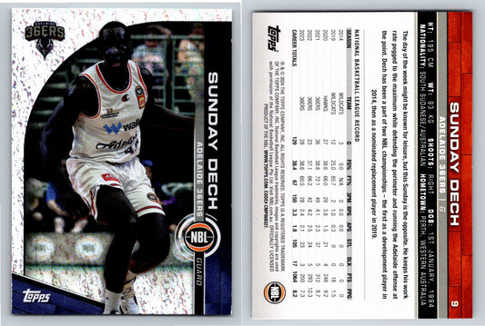 Card # 9 Sunday Dech Adelaide 36ers Opal NBL Topps 2023 2024