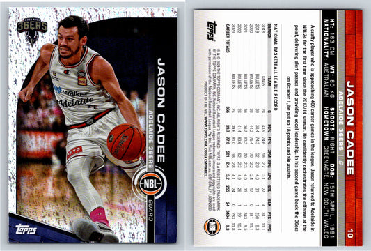 Card # 10 Jason Cadee Adelaide 36ers Opal NBL Topps 2023 2024