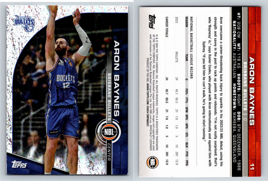 Card # 11 Aron Baynes Brisbane Bullets Opal NBL Topps 2023 2024