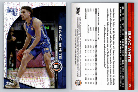 Card # 13 Isaac White Brisbane Bullets Opal NBL Topps 2023 2024