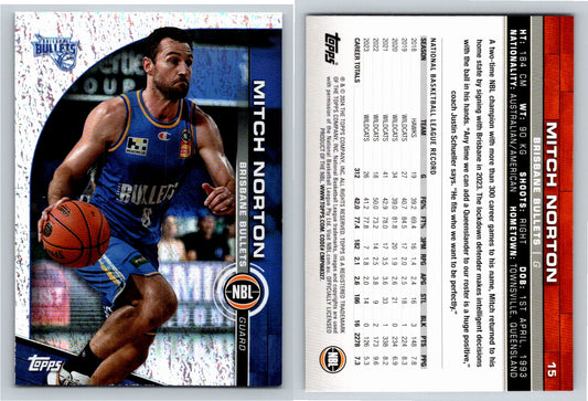 Card # 15 Mitch Norton Brisbane Bullets Opal NBL Topps 2023 2024