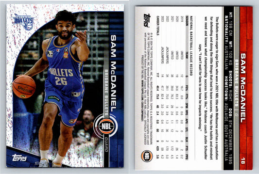 Card # 18 Sam McDaniel Brisbane Bullets Opal NBL Topps 2023 2024