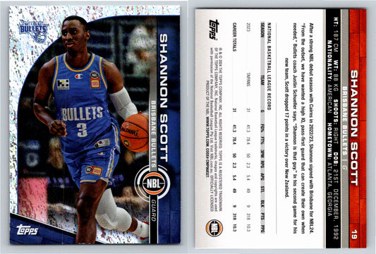 Card # 19 Shannon Scott Brisbane Bullets Opal NBL Topps 2023 2024