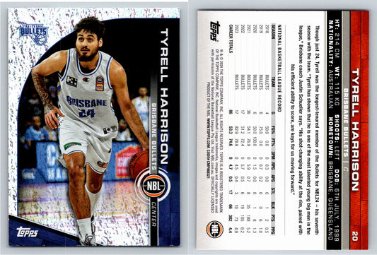 Card # 20 Tyrell Harrison Brisbane Bullets Opal NBL Topps 2023 2024