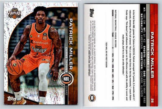 Card # 26 Patrick Miller Cairns Taipans Opal NBL Topps 2023 2024