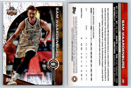 Card # 28 Sam Waardenburg Cairns Taipans Opal NBL Topps 2023 2024