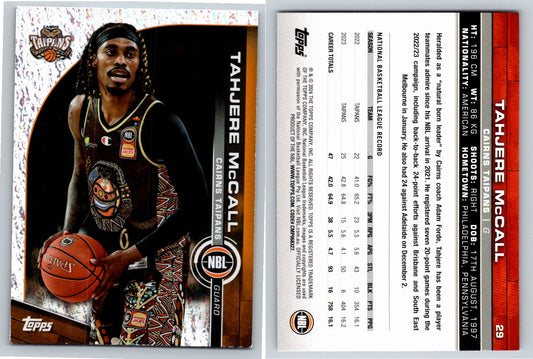 Card # 29 Tahjere McCall Cairns Taipans Opal NBL Topps 2023 2024