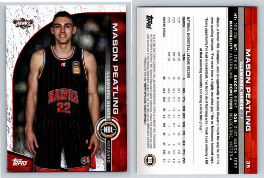 Card # 35 Mason Peatling Illawarra Hawks Opal NBL Topps 2023 2024