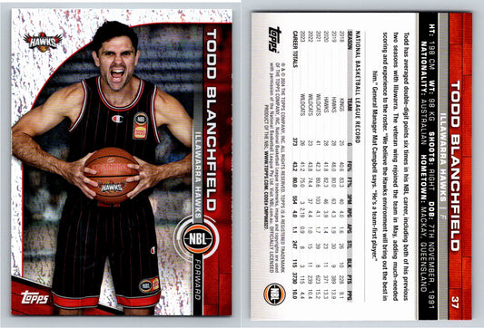Card # 37 Todd Blanchfield Illawarra Hawks Opal NBL Topps 2023 2024