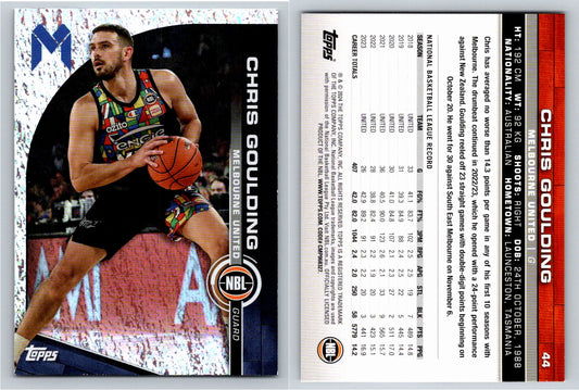 Card # 44 Chris Goulding Melbourne United Opal NBL Topps 2023 2024