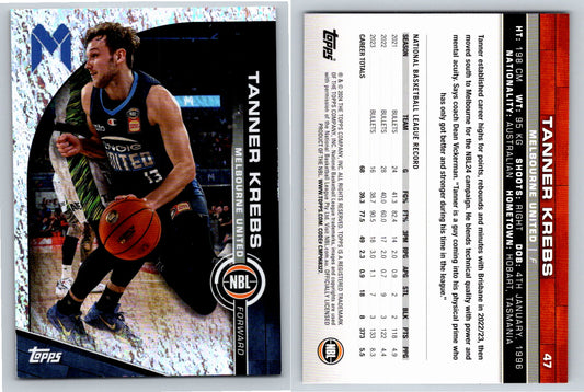 Card # 47 Tanner Krebs Melbourne United Opal NBL Topps 2023 2024