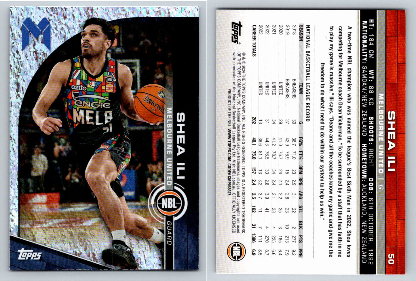 Card # 50 Shea Ili Melbourne United Opal NBL Topps 2023 2024