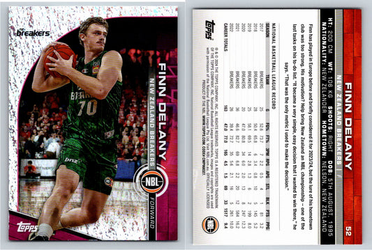 Card # 52 Finn Delany New Zealand Breakers Opal NBL Topps 2023 2024