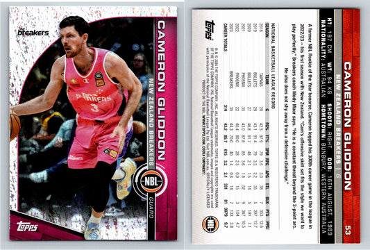 Card # 53 Cameron Gliddon New Zealand Breakers Opal NBL Topps 2023 2024