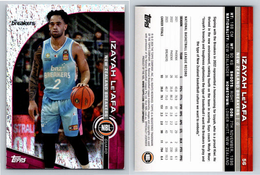 Card # 56 Izayah Le'Afa New Zealand Breakers Opal NBL Topps 2023 2024