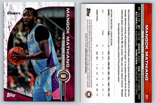 Card # 57 Mangok Mathiang New Zealand Breakers Opal NBL Topps 2023 2024