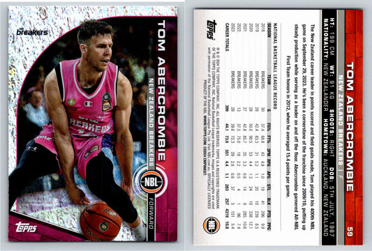 Card # 59 Tom Abercrombie New Zealand Breakers Opal NBL Topps 2023 2024