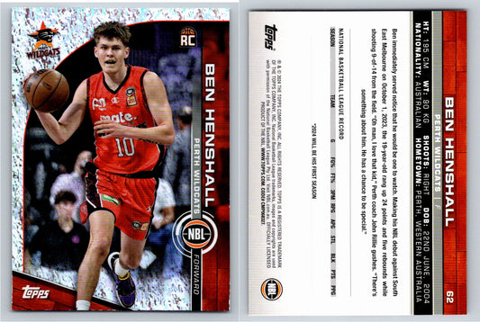 Card # 62 Ben Henshall Perth Wildcats Opal NBL Topps 2023 2024