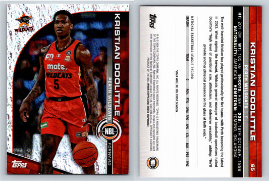 Card # 65 Kristian Doolittle Perth Wildcats Opal NBL Topps 2023 2024