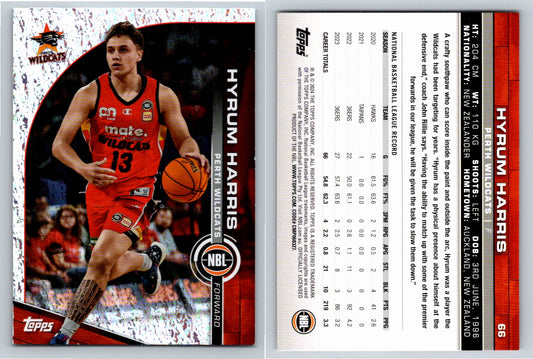 Card # 66 Hyrum Harris Perth Wildcats Opal NBL Topps 2023 2024
